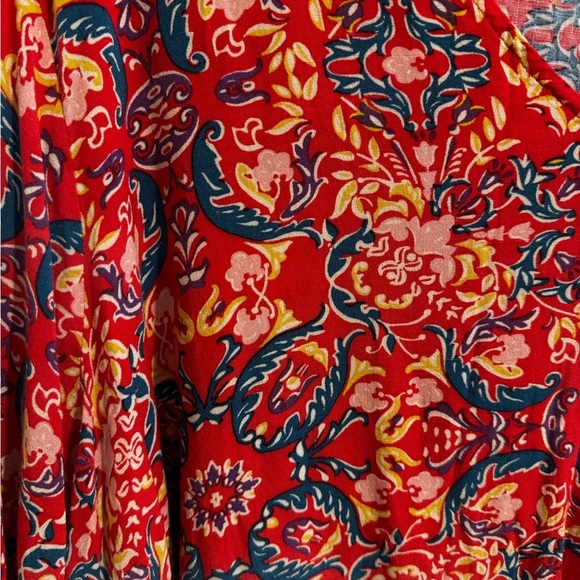 Torrid Plus Boho Slub Tie Front Bell Sleeve Blouse Red Pink Size 5X 28 - Picture 4 of 10